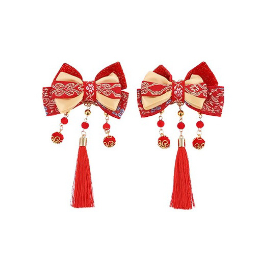 Chinese Style Children's Bow Barrettes New Year Greeting Headdress Cute Hair Ball Clip Baby Girls Hair Accessories Hairpin