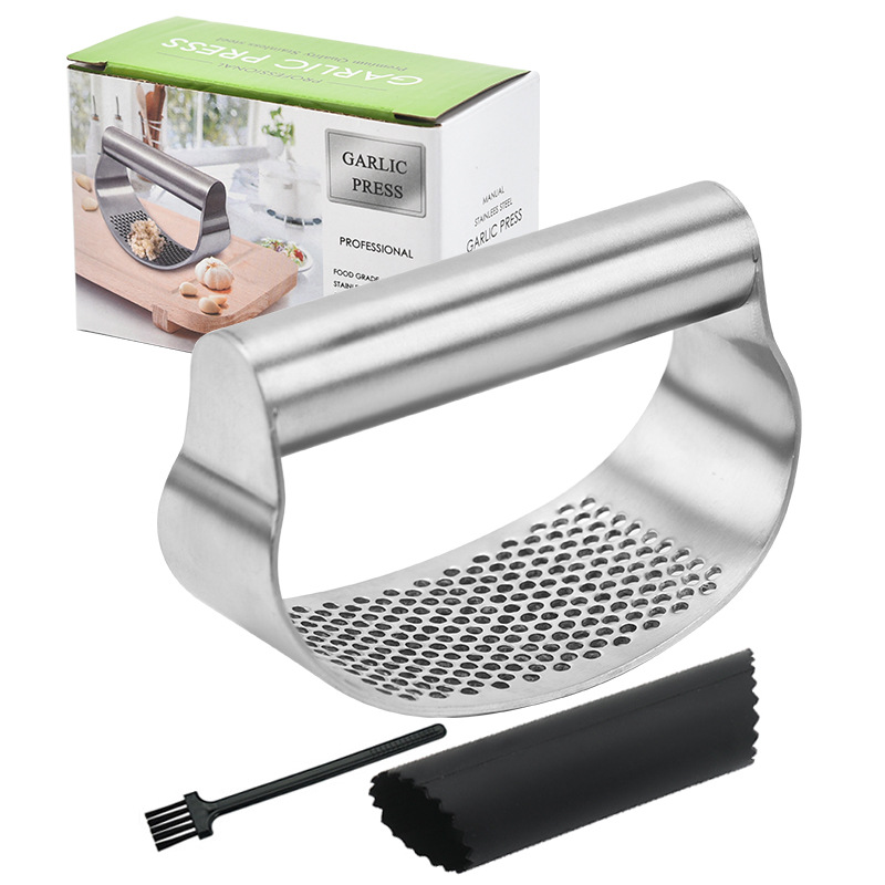 Spot Goods Amazon New 304 Stainless Steel Garlic Press Garlic Masher Arc Pull Garlic Masher Ring Garlic Press Garlic Masher Manual Garlic Crusher