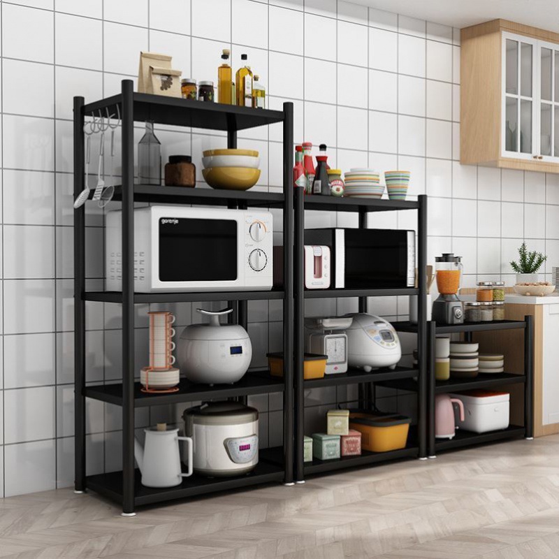 厨房柜子里的收纳架置物架落地多层多功能微波炉锅储物架杂物货架