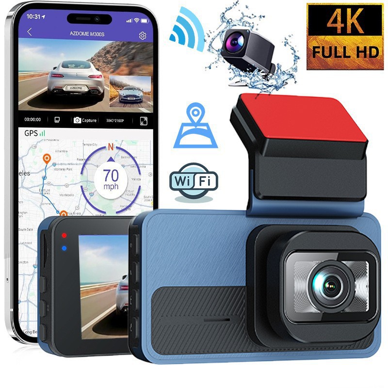 车载高清4k前后双录手机互联wifi行车记录仪带adas功能gps轨迹dvr