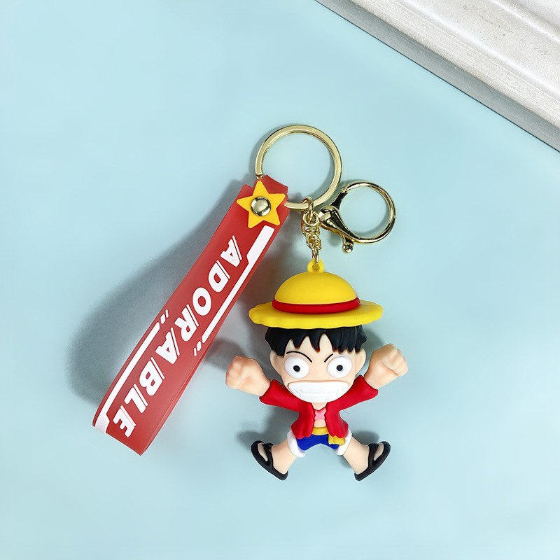 Creative Cartoon One Piece Keychain Cute Luffy Fool Luffy Key Chain Facial Expression Bag Luffy Pendant Wholesale