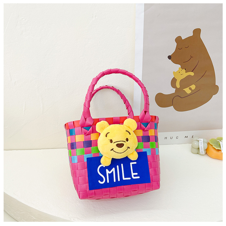 Children's Vegetable Basket Collection ~ Fashion Girly Style Colorful Flowers Summer Rainbow Woven Handbag Small Square Bag