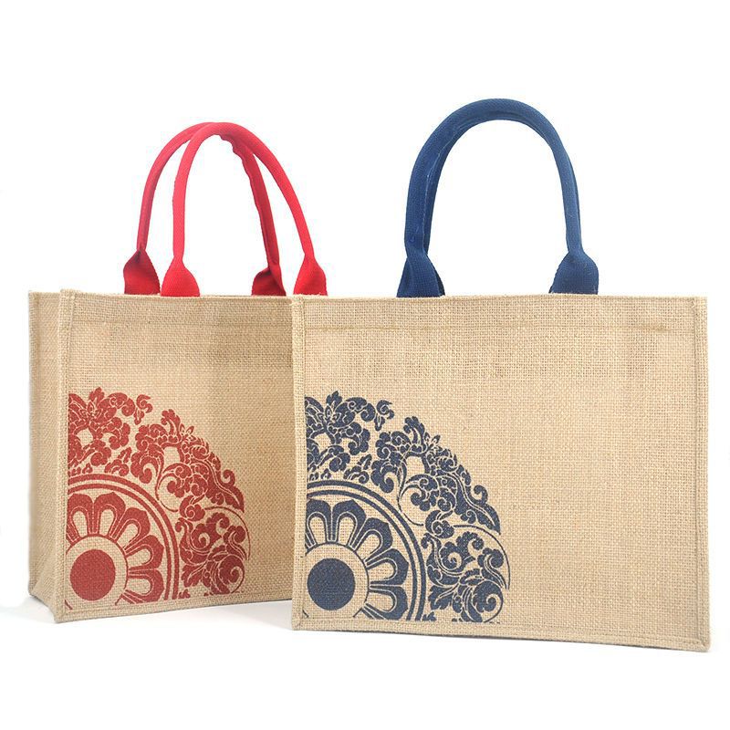 新款国潮麻亚麻覆膜加厚复古外出拉链简约购物袋手提袋手拎袋