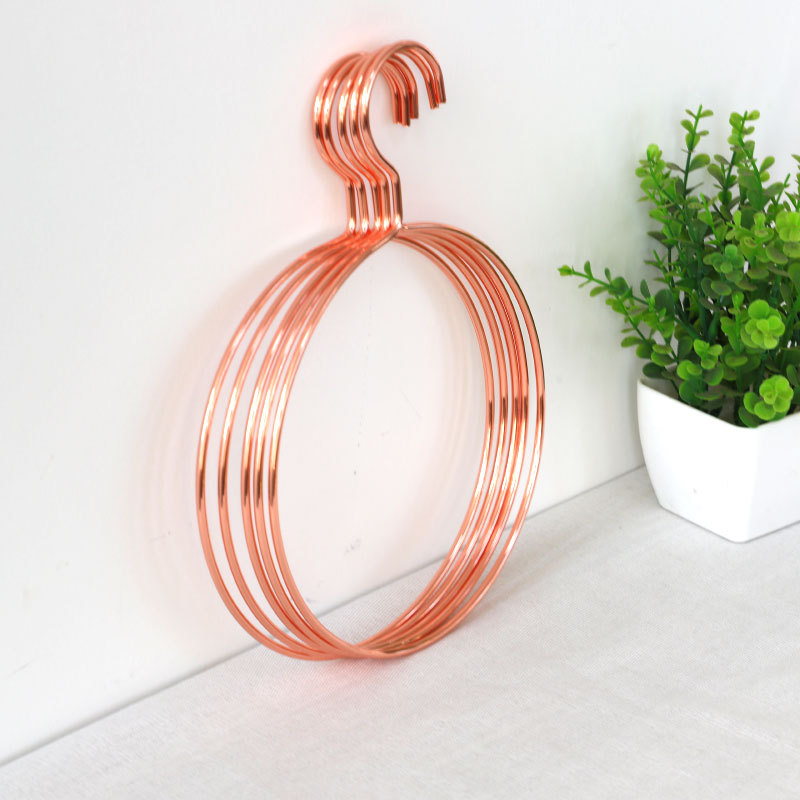 Creative Nordic round Scarf Rack Tie Towel Underwear Hanger Rose Gold Simple Iron Scarf Hanger