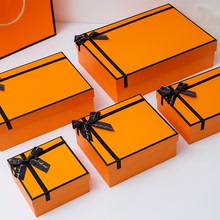 现货橙色蝴蝶结款礼物盒大号包装空盒子香水口红伴手礼盒空盒批发