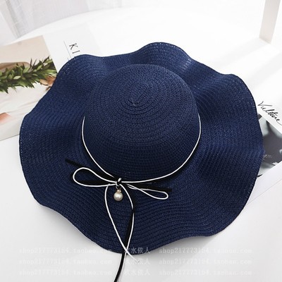 Hat Female Summer Korean Style All-Matching Sun Hat Sun Protection Foldable Ruffled Straw Hat Beach Hat Seaside Vacation