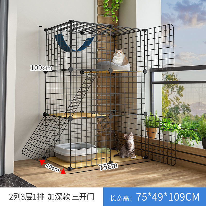 Cat Cage Home Villa Super Large Free Space Indoor with Toilet Small Cattery Double Layer Cat House Cat Nest