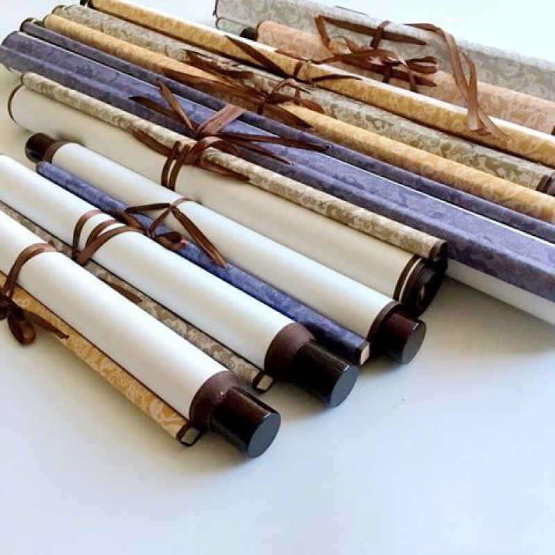 宣纸扇子空白画轴批宣纸卷轴二尺三尺四尺书画半生熟裱画卷轴挂轴