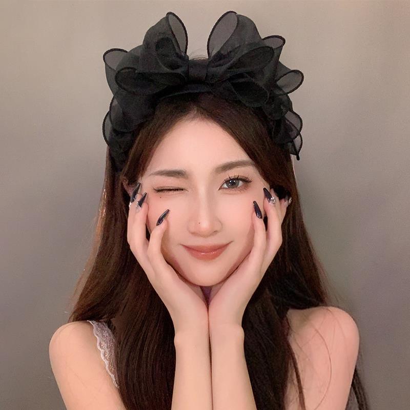 Black Bow Headband Female French Retro Hair Band Outdoor All-Matching Hair Clip Headdress Face Wash Hair Accessories Wholesale