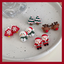 圣诞节银针耳钉可爱卡通圣诞老人麋鹿雪人耳环甜美喜庆趣味耳饰品