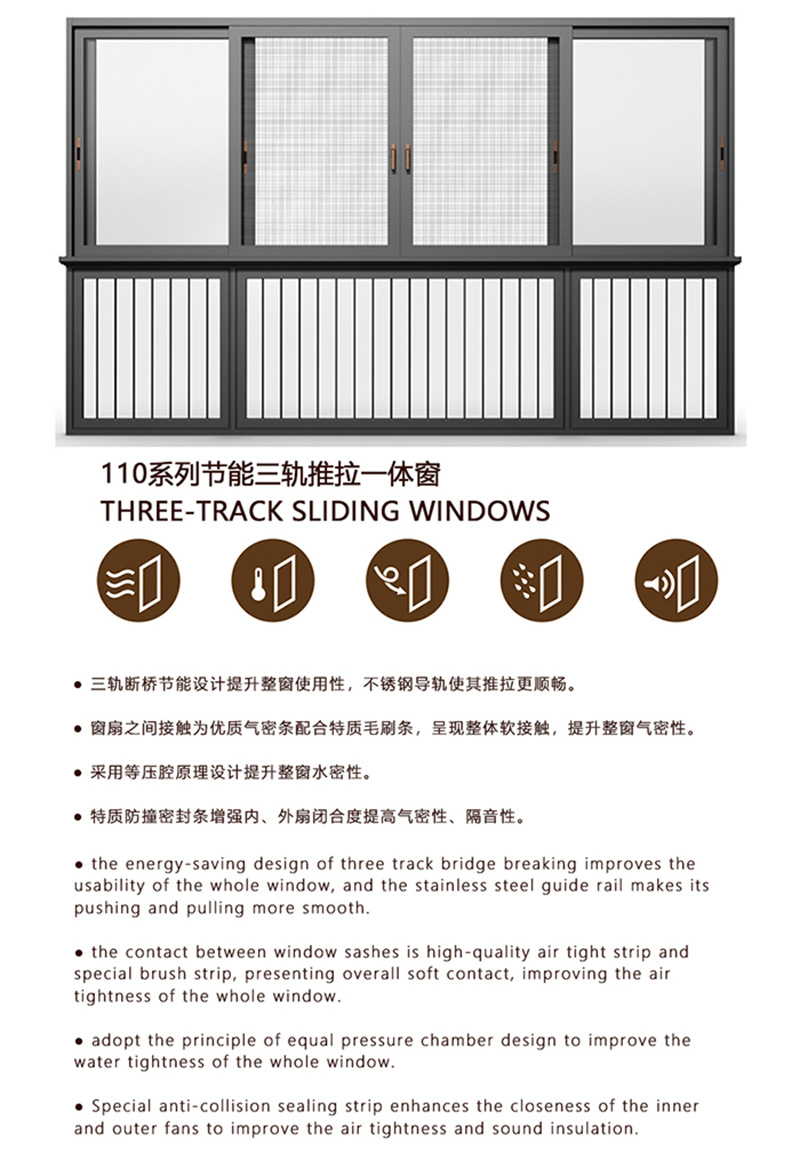 兴发帕克斯顿门窗系统110系列节能三轨推拉一体窗|铝合金推拉窗