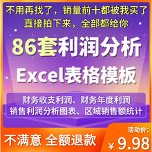 表统计分析收支对比利润年度销售excel利润电子表格图明细可视化