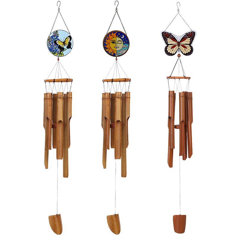 中式竹子风铃 挂饰创意配件手工竹风铃 竹制茶室酒店装饰工艺品