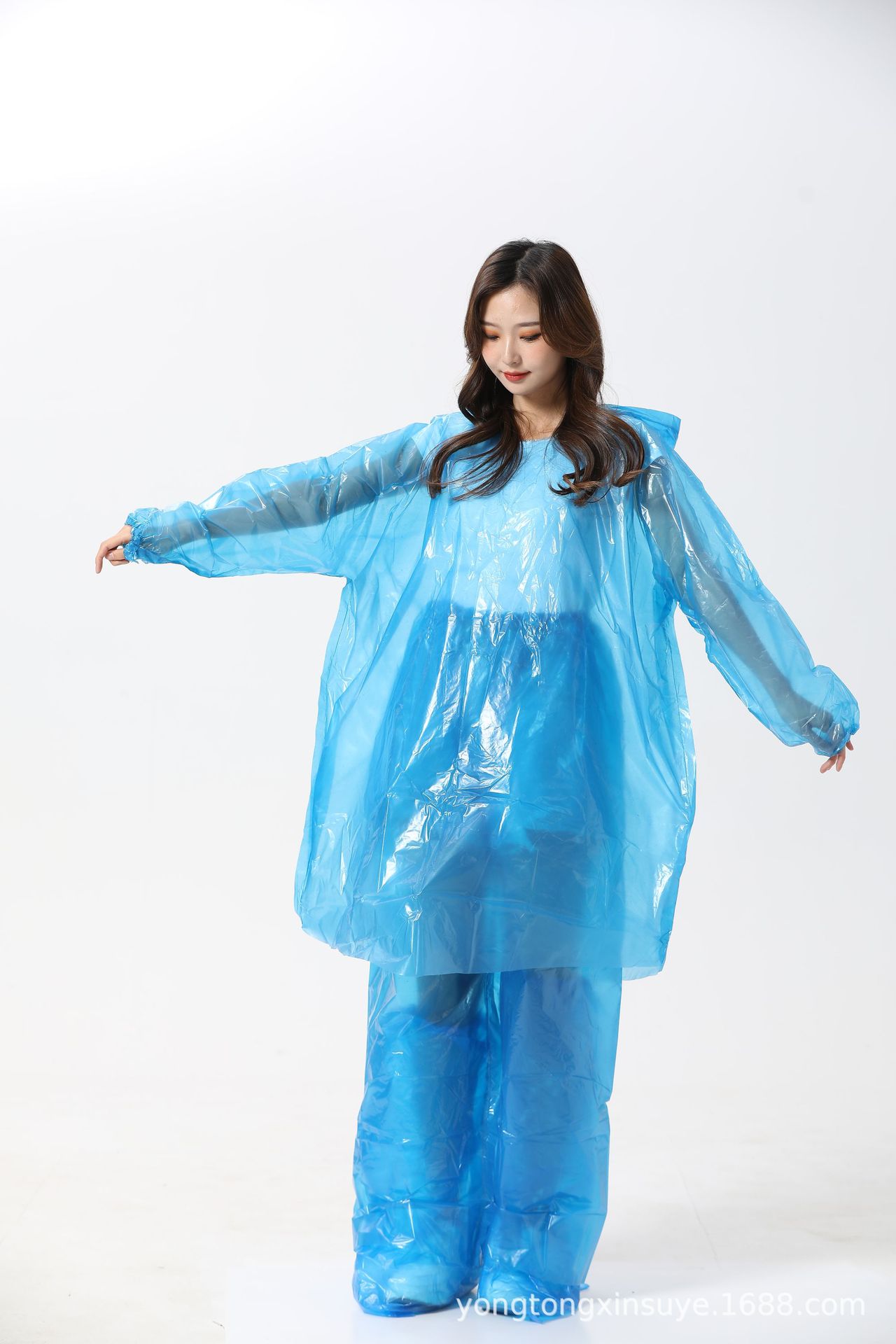 一次性雨衣成人加厚雨衣 套头款分体式 雨裤组合户外徒步漂流雨衣