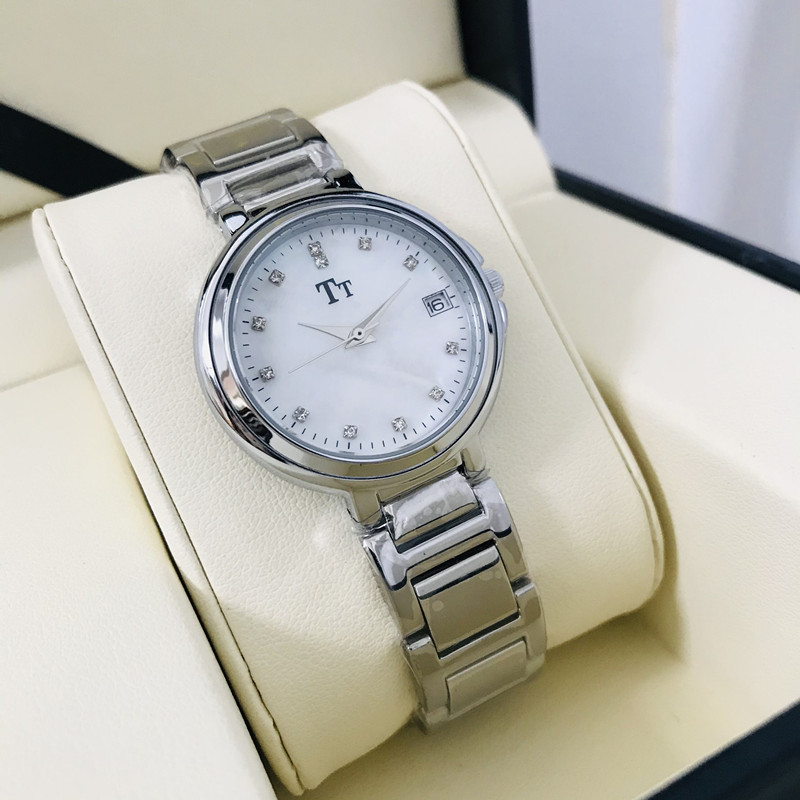 tt天塔手表女高档简约气质带日历贝母面钢带快手抖音热销一件代发