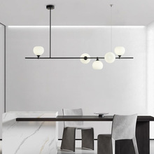 意式极简餐厅长条魔豆吊灯现代简约创意黑色吧台办公室一字吊灯