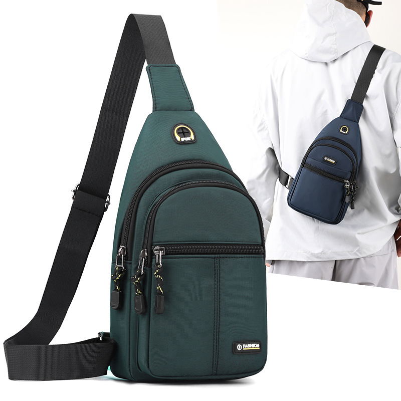 跨境潮流百搭斜挎包户外休闲骑行背包可收纳新款外罩耳机男士胸包