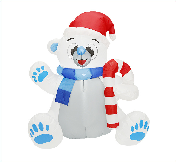 跨境新款亚马逊1.2米充气圣诞熊礼包气模装饰品庭院布置派对玩具