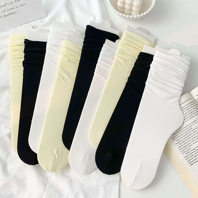 堆堆袜女夏季薄款冰冰袜日系可爱jk中筒袜ins潮网红白色袜子长袜