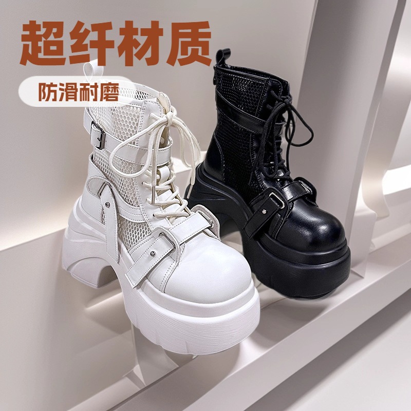 丁靴女款2025新款夏季潮流复古帅气小个子厚底炸街短靴子