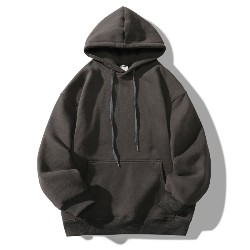 光板供货-带质检 重磅320克50棉连帽纯色卫衣深灰色