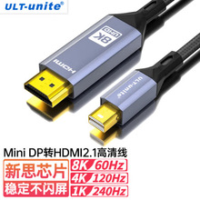 优籁特 MiniDP转HDMI2.1转换线迷你dp雷电接口8K高清视频连接线