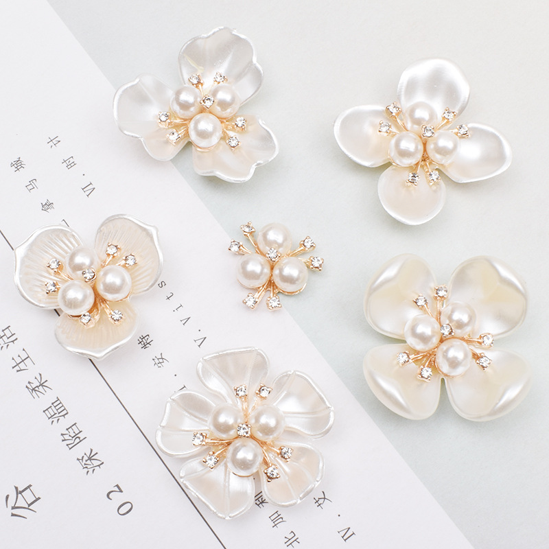 Korean Style Imitation Shell Pearl Flower Heart Alloy Accessories Bridal Bouquet Diy Hair Accessories Shoes and Clothing Bag Accessories Ancient Style