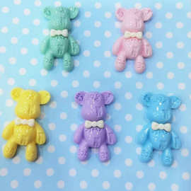 卡通糖果色smile小熊树脂配件diy手机壳贴片配件材料可爱发饰头绳