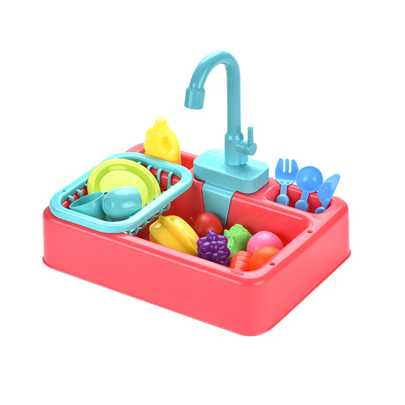 Children Play House Simulation Dishwasher Toy Early Education Infant Simulation Electric Tableware Washing Counter Water Washing Vegetables