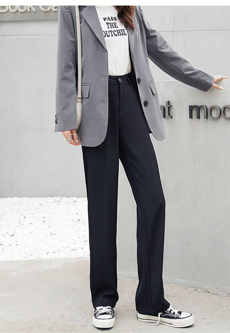 阔腿裤女高腰垂感西装裤春秋夏季宽松直筒裤灰色休闲显瘦拖地裤子