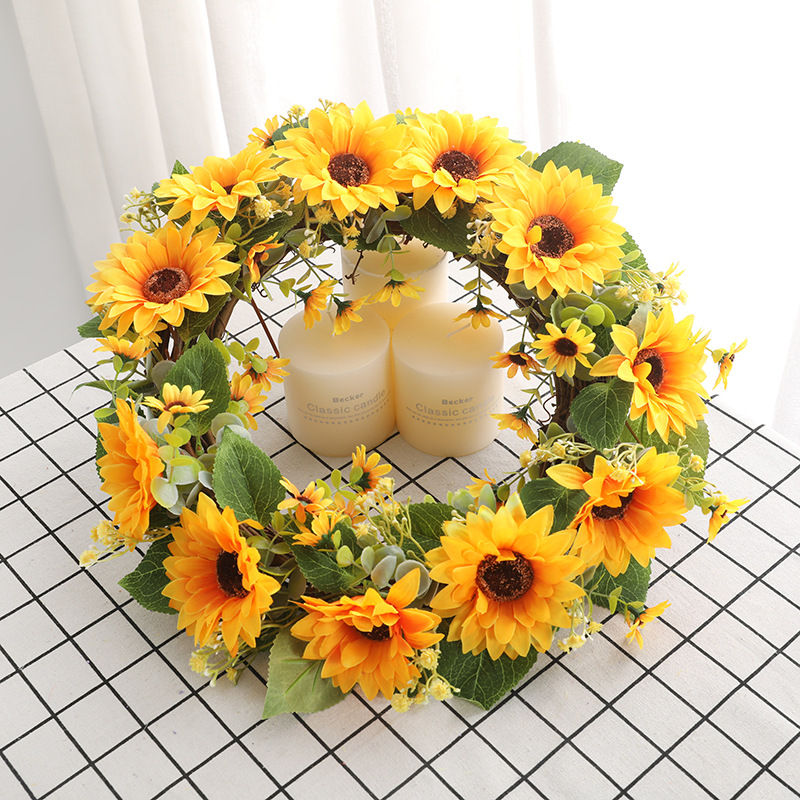 Bilotis Living Room Lintel Simulation SUNFLOWER Garland Shopping Window Decoration Simulation Fake Sunflower Rattan