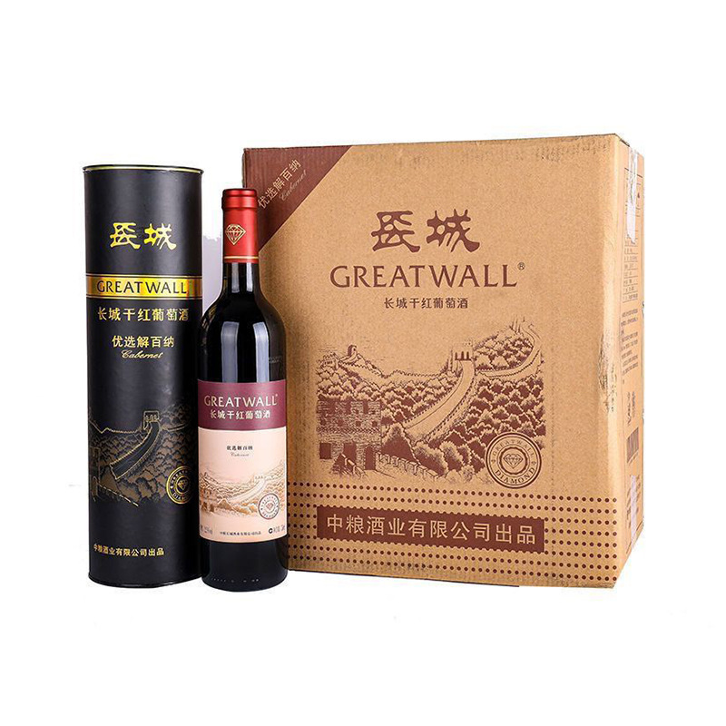中粮长城钻石优选解百纳干红葡萄酒 黑圆桶礼盒750ml*6瓶整箱送礼
