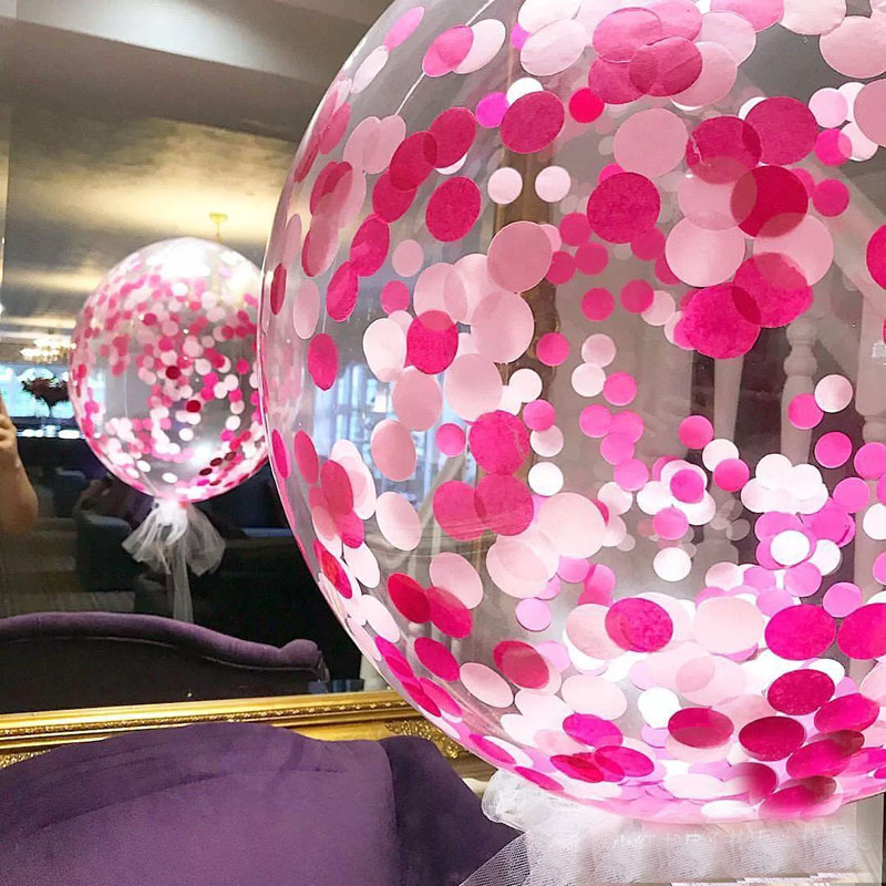 彩色纸屑透明波波球 宝宝周岁生日装饰布置ins风仪式感飘空气球