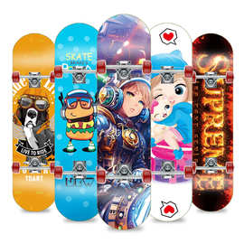 四轮滑板80厘米枫木双翘儿童青少年双面图案3108滑板厂家一件批发