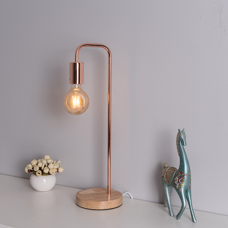 Decorative Sleep Lamp Small Night Lamp Simple Bedroom Bedside Lamp Internet Celebrity Table Lamp Recommended Loft Wind Curved Rod Tungsten Wire Table Lamp