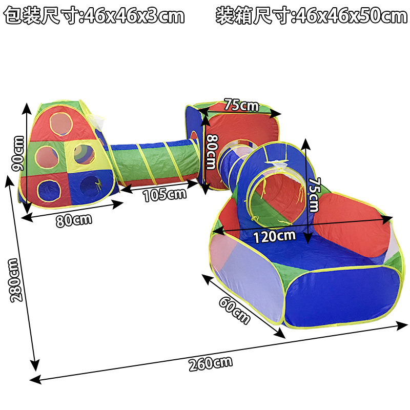 Cross-Border Amazon Oversized Three-in-One Children's Tent Indoor Foldable Game House Crawl Tunnel Shooting Ball Pool