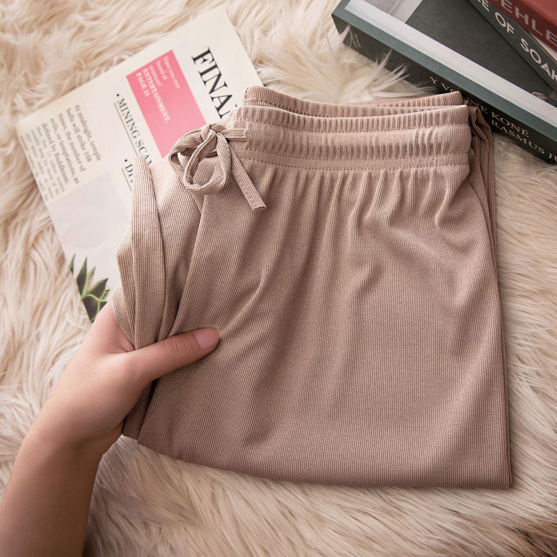 Ice Silk Wide-Leg Pants Women's Summer Thin High Waist Drape Student Casual Pants Slimming Loose Narrow Version Straight-Leg Pants