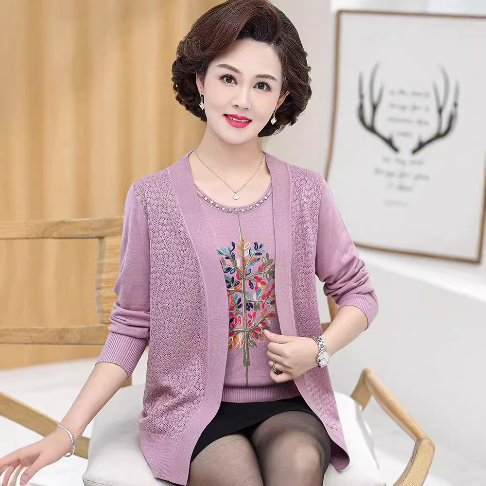 秋装上衣中老年人中年秋季新款服薄洋气质妈妈装春秋外套女装套装