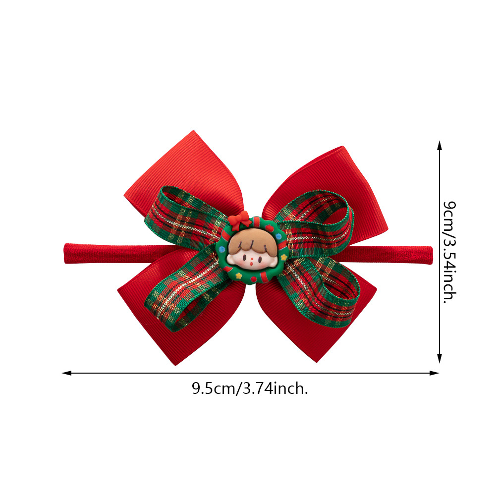 Cross-Border New Arrival New Year Christmas Red Bow Headband Cute Children's Holiday Hair Accessories Little Girl Headband Hair Band