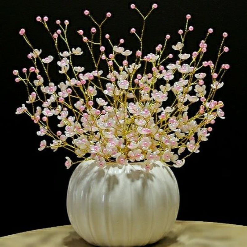 珍珠花diy手工串珠幸花材料包非成品四叶花瓣abs仿珍珠花片网红款