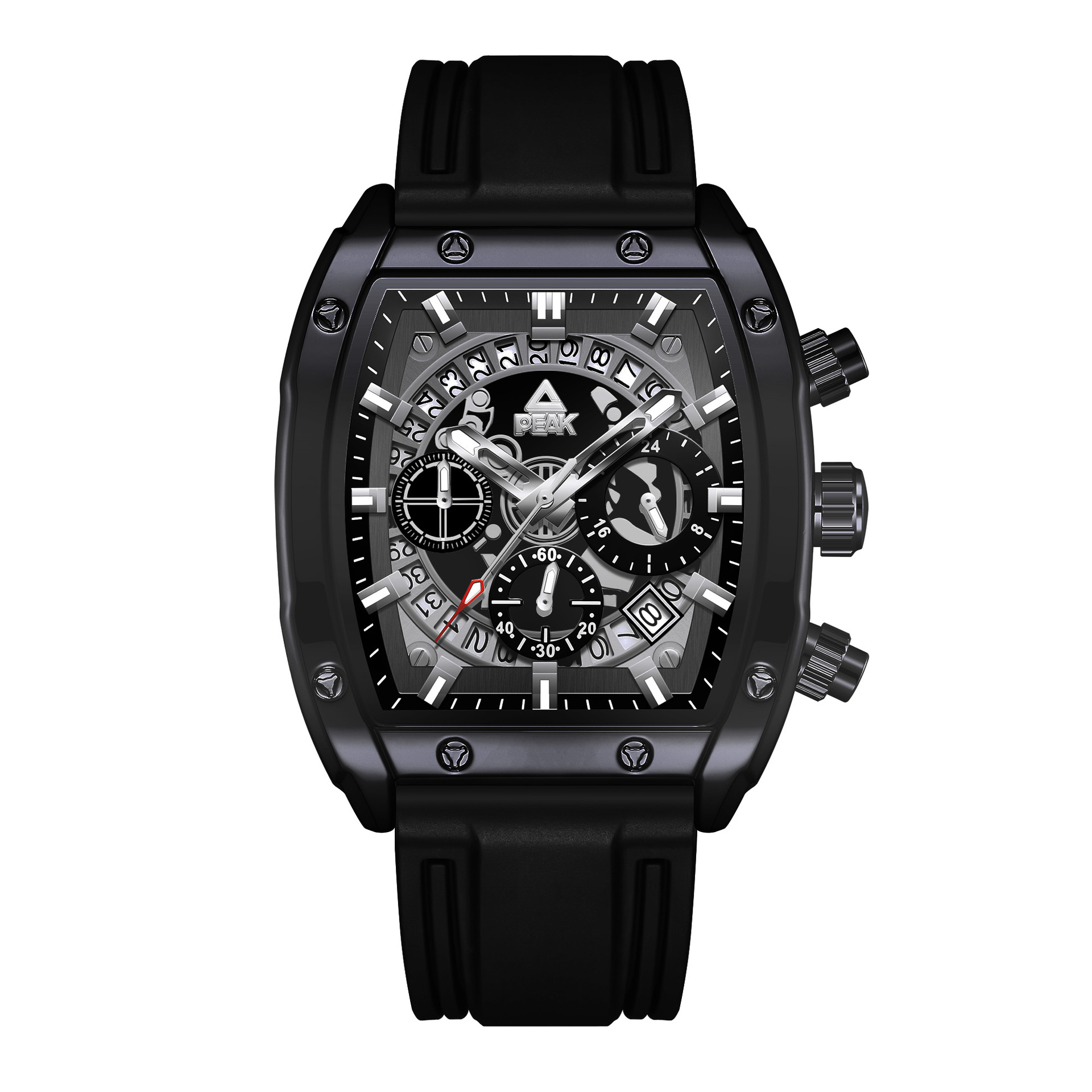 瑞士新款酒桶型石英表 男生潮流多功能运动外贸手表 男款手表正品