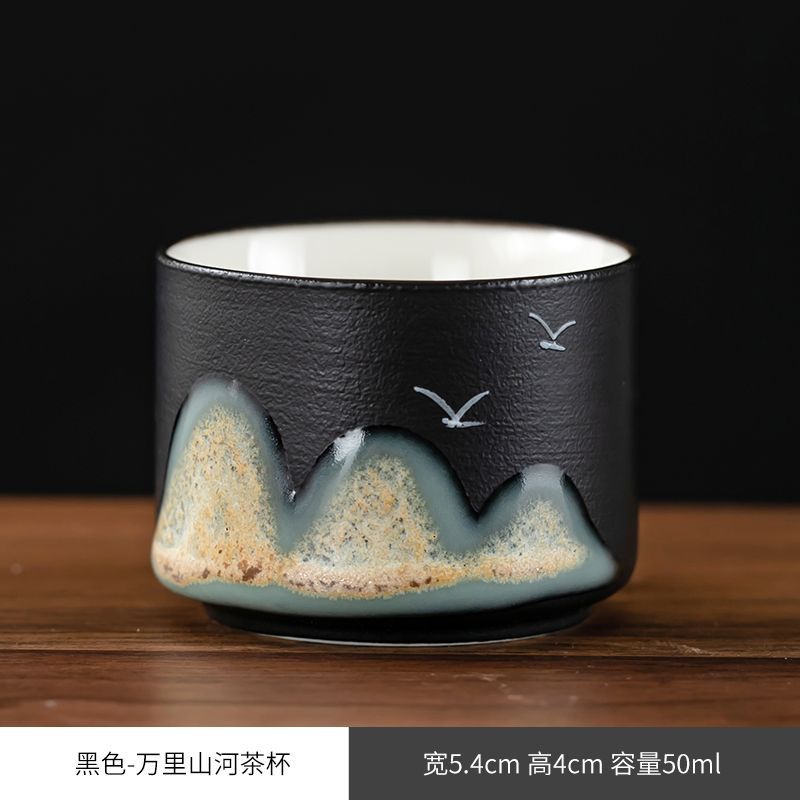 Creative National Fashion Tea Cup Festival Gift Teaware Single Cup Wine Glass Ceramic Tea Bowl Tea Master Cup Gift Box Gift Gift