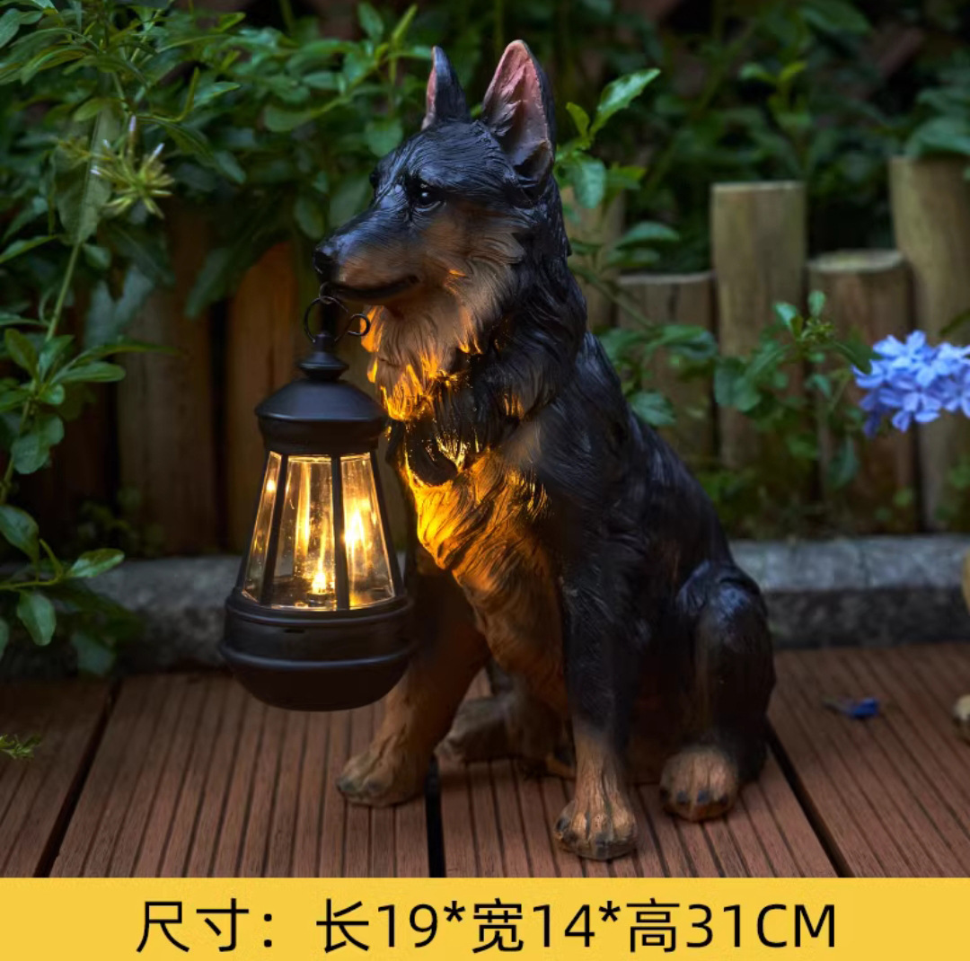 Amazon Garden Resin Crafts Solar Hanging Lamp Simulation Puppy Decoration Garden Yard Entrance Ornament