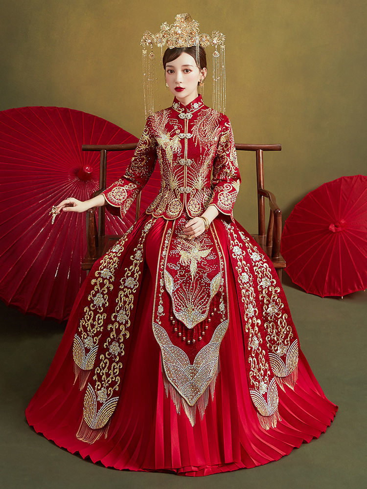 秀禾服新娘礼服2020新款情侣嫁衣中式结婚服风龙凤褂凤冠霞帔