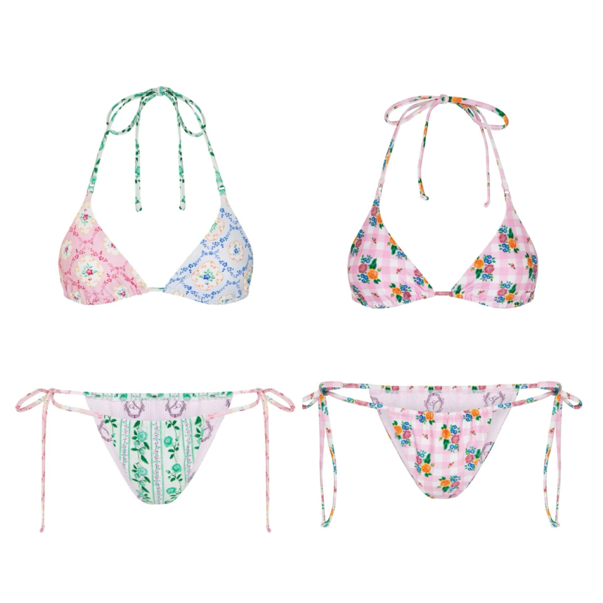 2色】新款少女性感碎花分体泳衣女纯欲风三点bikini度假拍照泳装