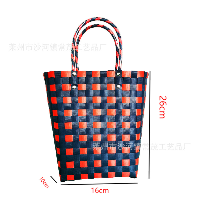 New Ins Hot Sale Internet Celebrity Same Style Bucket Bag Large Capacity Charity Style Contrast Color Vegetable Basket Bag Fashion Storage Basket