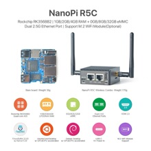 [NanoPi R5C开发板]双2.5G+M.2 WiFi,迷你路由器,金属外壳,RK3568