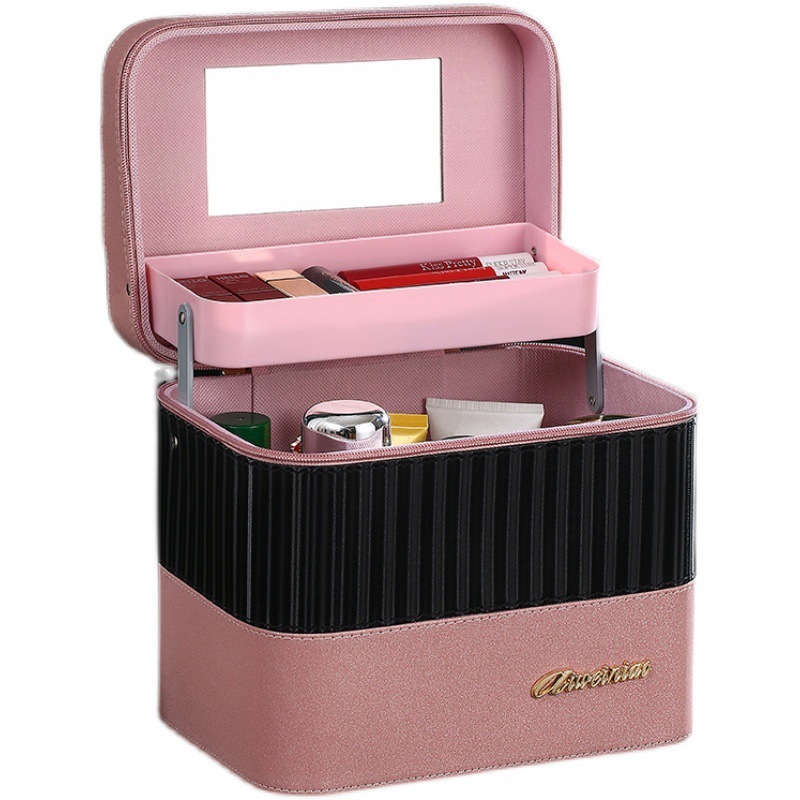 2023 New Cosmetics Storage Box High-End Generous Handheld Portable Cosmetic Case INS Advanced Sense Nail Beauty Box