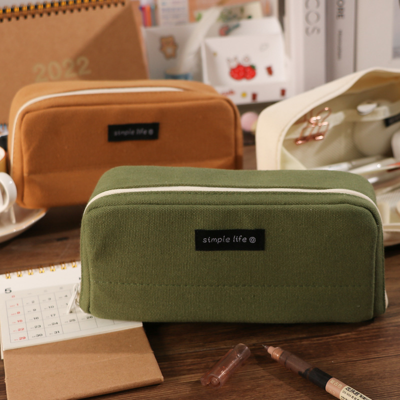 Pencil Case Good-looking Simple Style Cold Stationery Box Girl Japanese Ins Large Capacity Junior and Middle School Students Multi-Functional Large