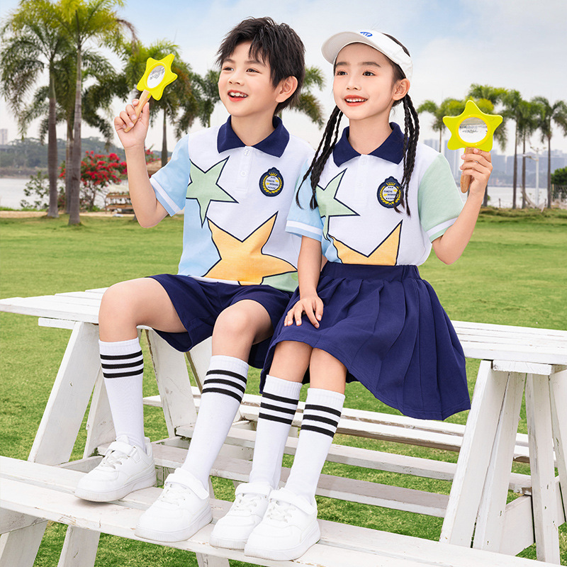 小学生班服夏季五角星啦啦队演出服幼儿园园服毕业照服装儿童校服